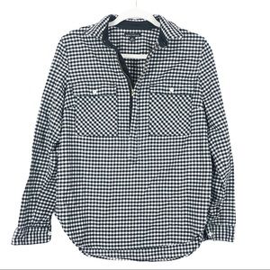 J. Crew Cotton Checkered Flannel Quarter ZIP XS